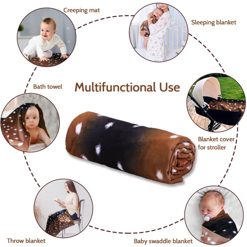 GFU Baby balnket for Boys and Girls, Swaddle Receiving Plush Blanket, Soft Western Newborn Unisex Sleep Blanket for Infant Toddler and Kids for Crib and Stroller, Deer Skin Print, Hunting Theme - Image 5